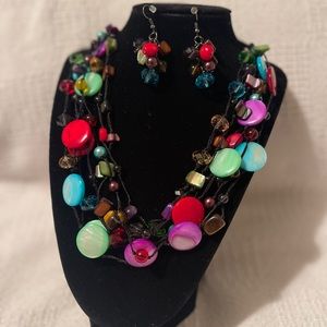 Multicolor brand new necklace & earrings set